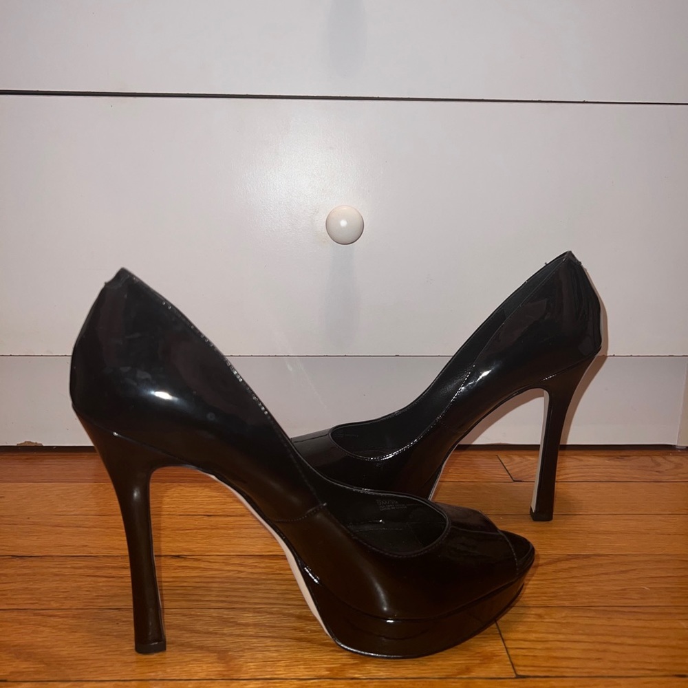 Open Toe Black Pumps